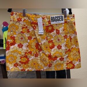 The Ragged Priest Floral Mini Skirt - Yellow and Orange